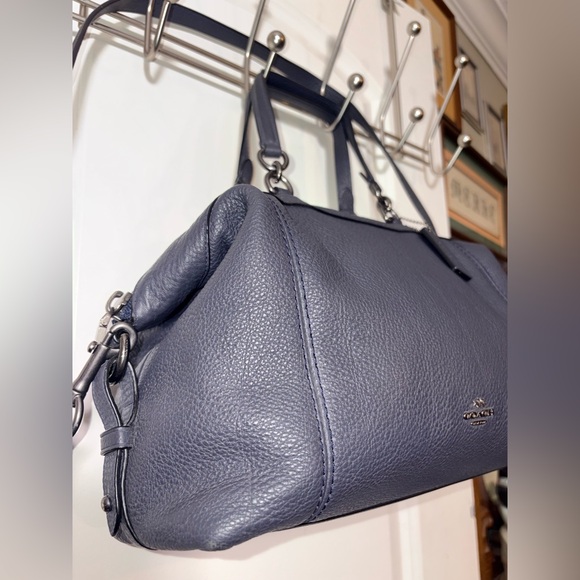 Coach Lenox Pebbled Leather Satchel Crossbody – Navy (F59325) - Picture 3 of 14